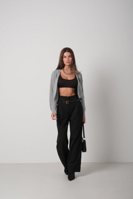 Kardigan me thurje gri Welt Crop
