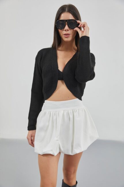 Kardigan me thurje të zezë Welt Crop