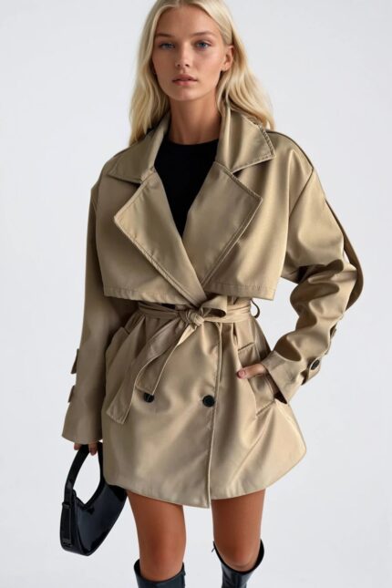 Kuşak Detay Basic Bej Trençkot
